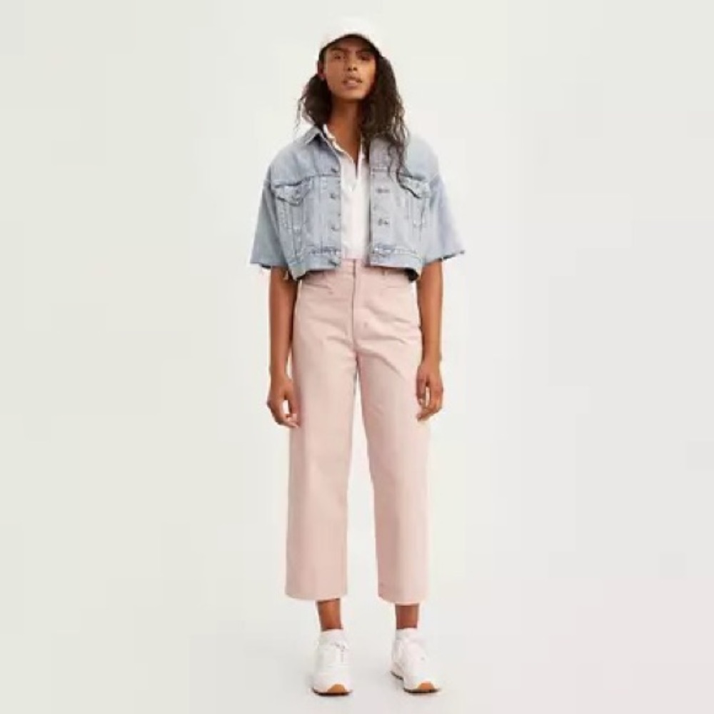 Levi’s Premium Ribcage Wide Leg Cropped Pants in Sepia Rose Red